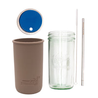 Mason Jar Lifestyle 24oz Pint & Half Water Bottle Travel Tumbler with Silicone Sleeve & Straw Lid