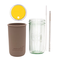 Mason Jar Lifestyle 24oz Pint & Half Water Bottle Travel Tumbler with Silicone Sleeve & Straw Lid