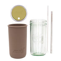 Mason Jar Lifestyle 24oz Pint & Half Water Bottle Travel Tumbler with Silicone Sleeve & Straw Lid