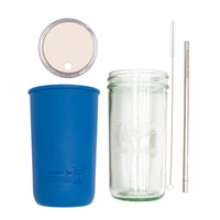Mason Jar Lifestyle 24oz Pint & Half Water Bottle Travel Tumbler with Silicone Sleeve & Straw Lid