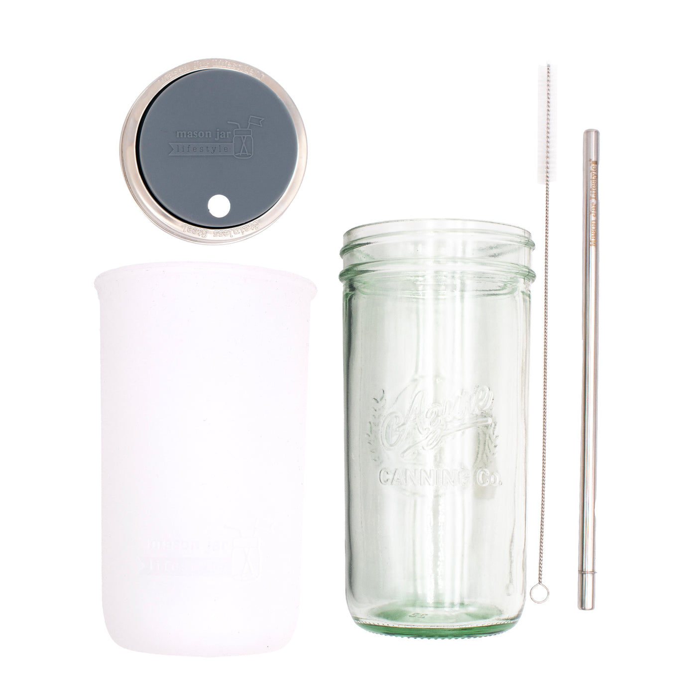 Pint and a half water bottle azure stainless steel straw cleaner pint and a half sleeve frost wide mouth straw hole lid charcoal gray product on white