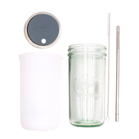 Pint and a half water bottle azure stainless steel straw cleaner pint and a half sleeve frost wide mouth straw hole lid charcoal gray product on white