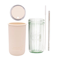 Mason Jar Lifestyle 24oz Pint & Half Water Bottle Travel Tumbler with Silicone Sleeve & Straw Lid