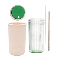 Mason Jar Lifestyle 24oz Pint & Half Water Bottle Travel Tumbler with Silicone Sleeve & Straw Lid