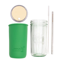 Mason Jar Lifestyle 24oz Pint & Half Water Bottle Travel Tumbler with Silicone Sleeve & Straw Lid