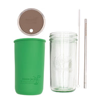 Mason Jar Lifestyle 24oz Pint & Half Water Bottle Travel Tumbler with Silicone Sleeve & Straw Lid