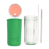 Mason Jar Lifestyle 24oz Pint & Half Water Bottle Travel Tumbler with Silicone Sleeve & Straw Lid