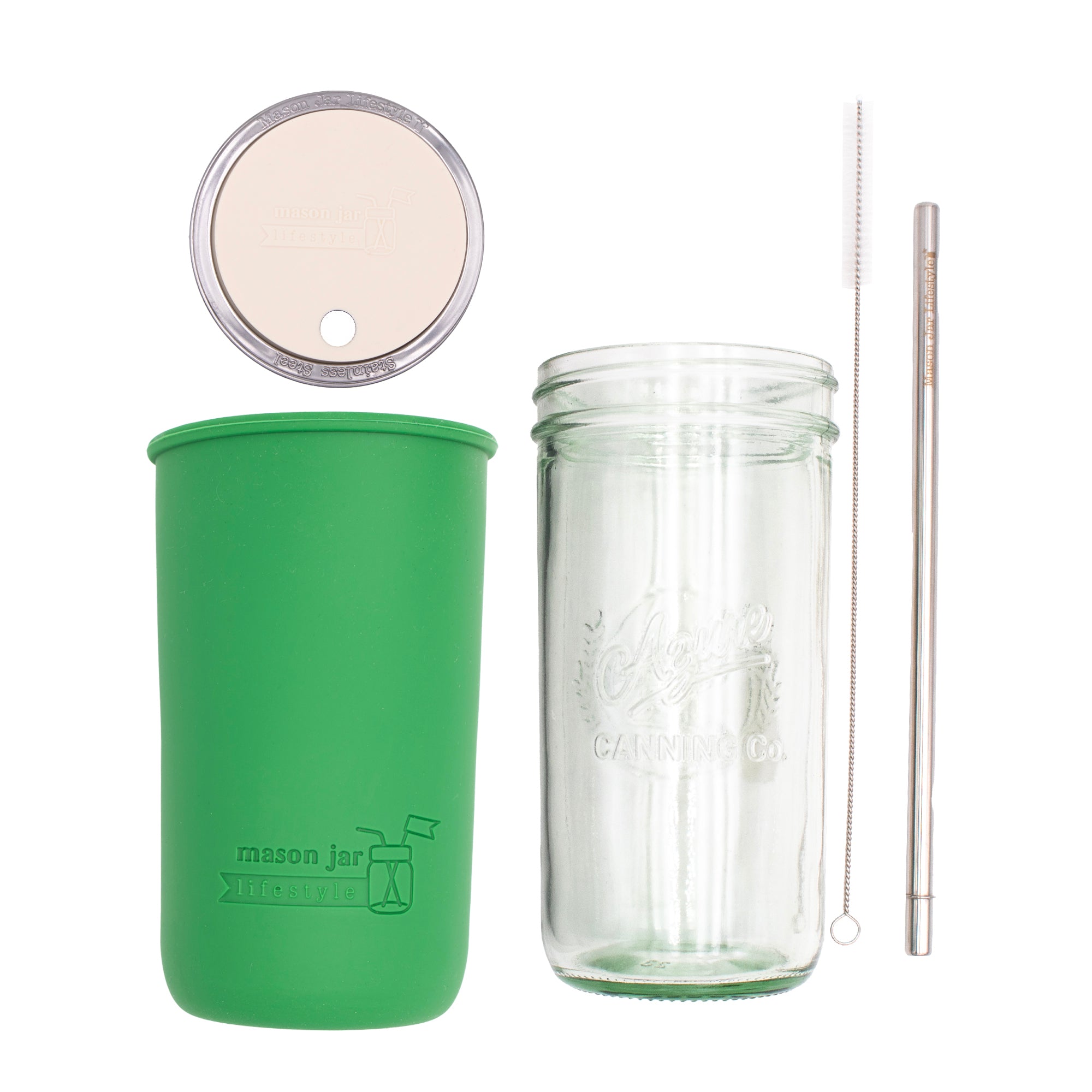 Mason Jar Lifestyle 24oz Pint & Half Water Bottle Travel Tumbler with Silicone Sleeve & Straw Lid