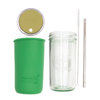 Mason Jar Lifestyle 24oz Pint & Half Water Bottle Travel Tumbler with Silicone Sleeve & Straw Lid