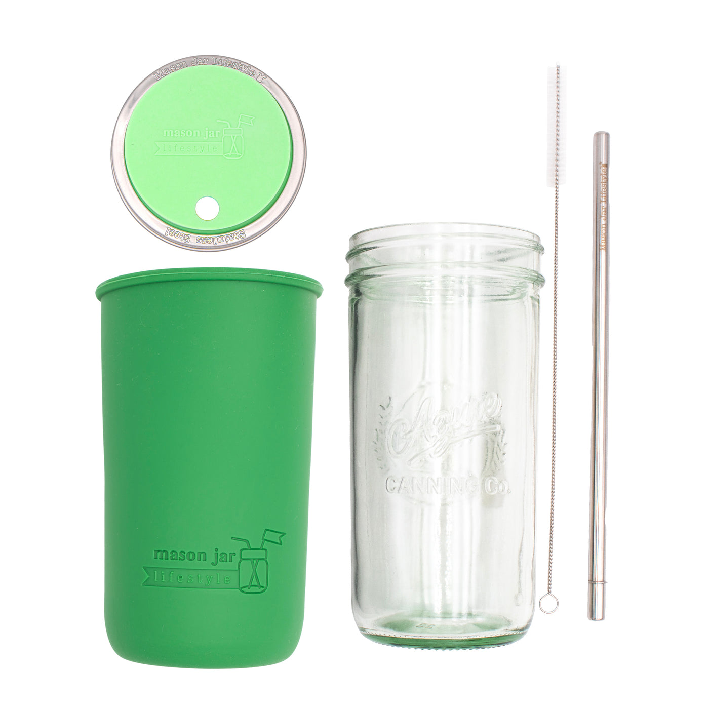 Mason Jar Lifestyle 24oz Pint & Half Water Bottle Travel Tumbler with Silicone Sleeve & Straw Lid