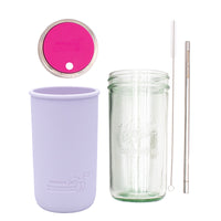 Pint and a half water bottle azure stainless steel straw cleaner pint and a half sleeve light orchid wide mouth straw hole lid berry pink product on white