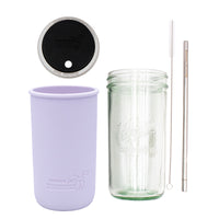 Mason Jar Lifestyle 24oz Pint & Half Water Bottle Travel Tumbler with Silicone Sleeve & Straw Lid
