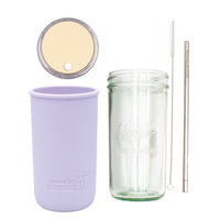 Mason Jar Lifestyle 24oz Pint & Half Water Bottle Travel Tumbler with Silicone Sleeve & Straw Lid
