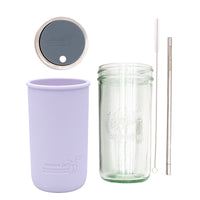 Mason Jar Lifestyle 24oz Pint & Half Water Bottle Travel Tumbler with Silicone Sleeve & Straw Lid