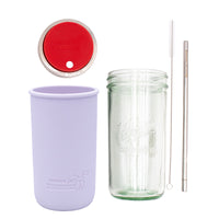 Mason Jar Lifestyle 24oz Pint & Half Water Bottle Travel Tumbler with Silicone Sleeve & Straw Lid