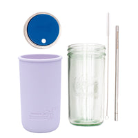 Mason Jar Lifestyle 24oz Pint & Half Water Bottle Travel Tumbler with Silicone Sleeve & Straw Lid