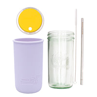 Mason Jar Lifestyle 24oz Pint & Half Water Bottle Travel Tumbler with Silicone Sleeve & Straw Lid