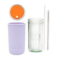 Mason Jar Lifestyle 24oz Pint & Half Water Bottle Travel Tumbler with Silicone Sleeve & Straw Lid