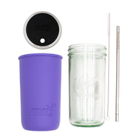Mason Jar Lifestyle 24oz Pint & Half Water Bottle Travel Tumbler with Silicone Sleeve & Straw Lid