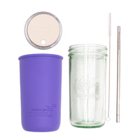 Mason Jar Lifestyle 24oz Pint & Half Water Bottle Travel Tumbler with Silicone Sleeve & Straw Lid
