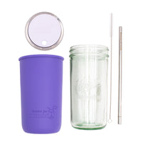 Mason Jar Lifestyle 24oz Pint & Half Water Bottle Travel Tumbler with Silicone Sleeve & Straw Lid