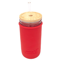 Mason Jar Lifestyle 24oz Pint & Half Glass Water Bottle Travel Tumbler with Silicone Sleeve & Bamboo Straw Lid