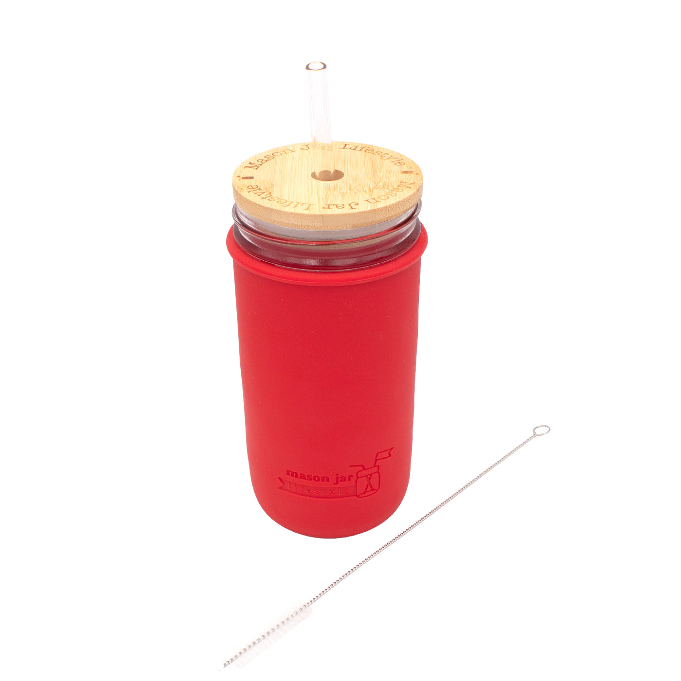 Mason Jar Lifestyle 24oz Pint & Half Glass Water Bottle Travel Tumbler with Silicone Sleeve & Bamboo Straw Lid
