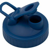 deep blue plastic pour & store lid with carry loop for regular mouth mason jars