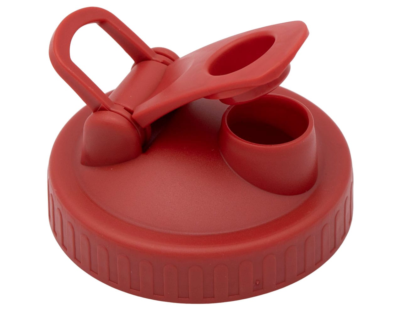 brick red plastic pour & store lid with carry loop for wide mouth mason jars