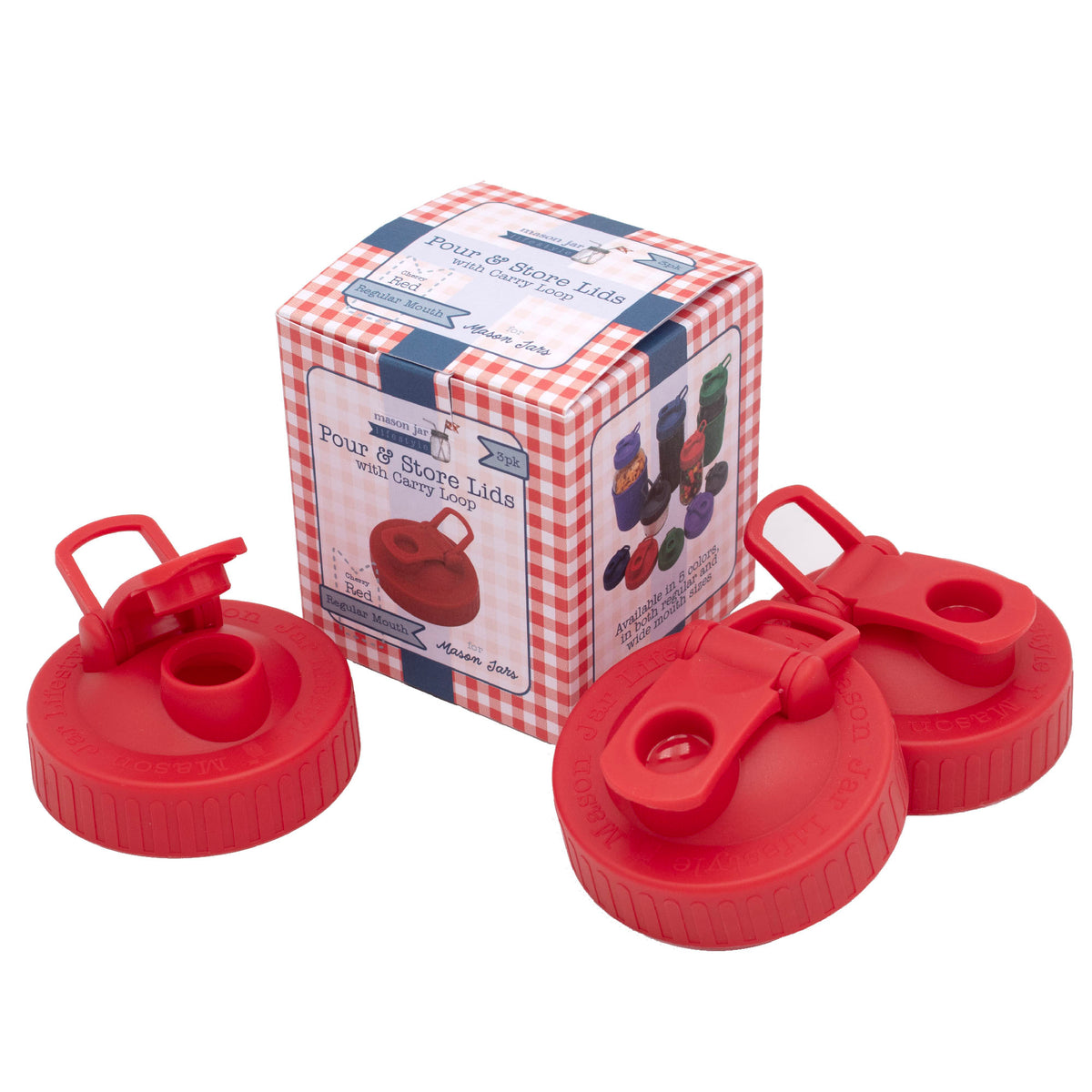 Pour & Store Shaker Lid with Carry Loop for Mason Jars