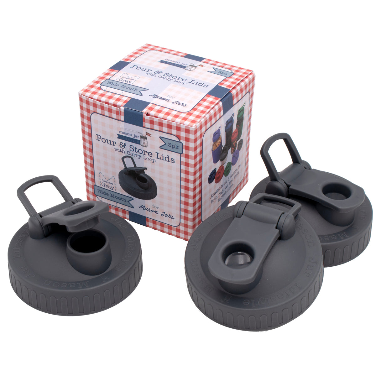 Pour & Store Shaker Lid with Carry Loop for Mason Jars