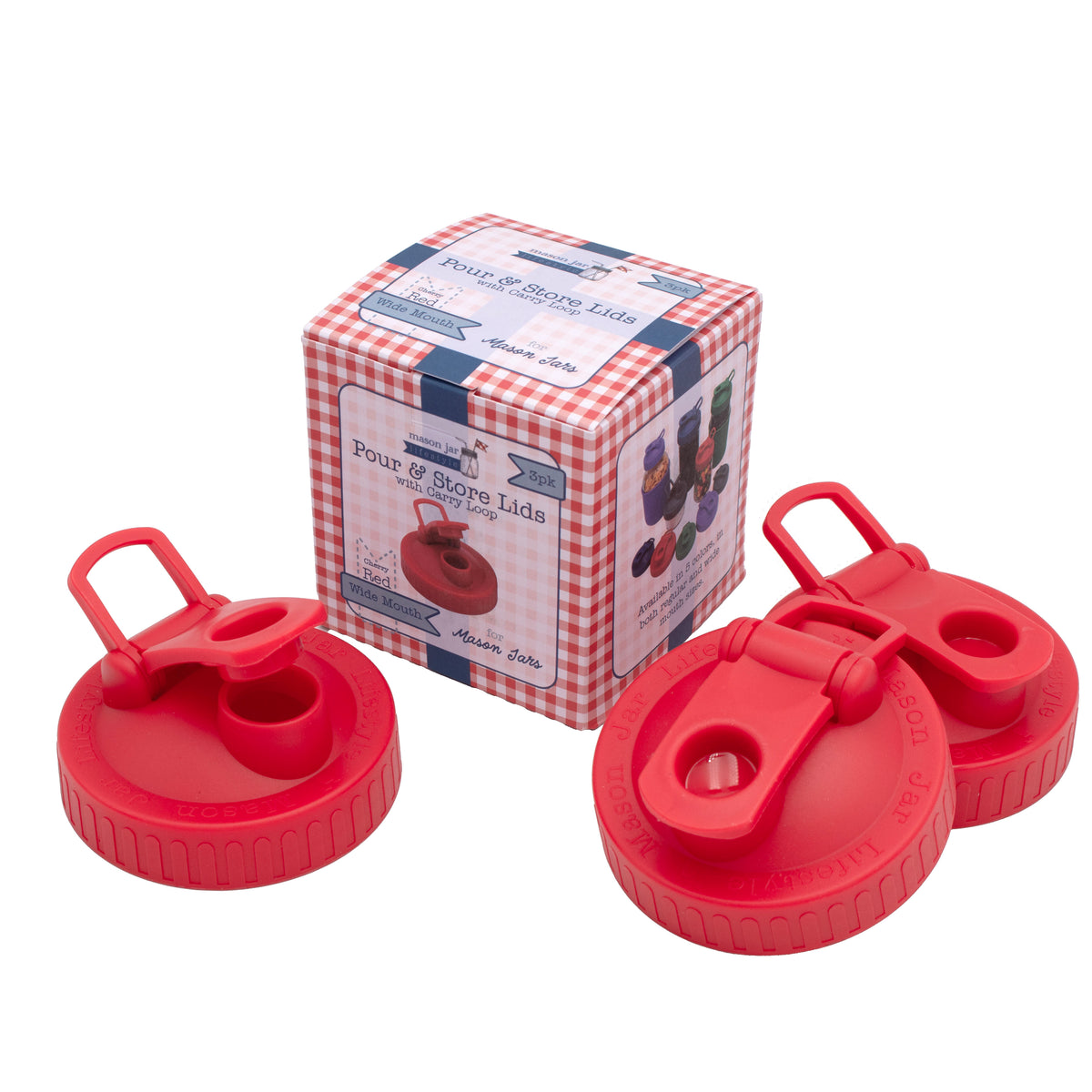 Pour & Store Shaker Lid with Carry Loop for Mason Jars