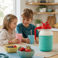 Pour store handle milk kids scandinavian kitchen aquamarine cherry red