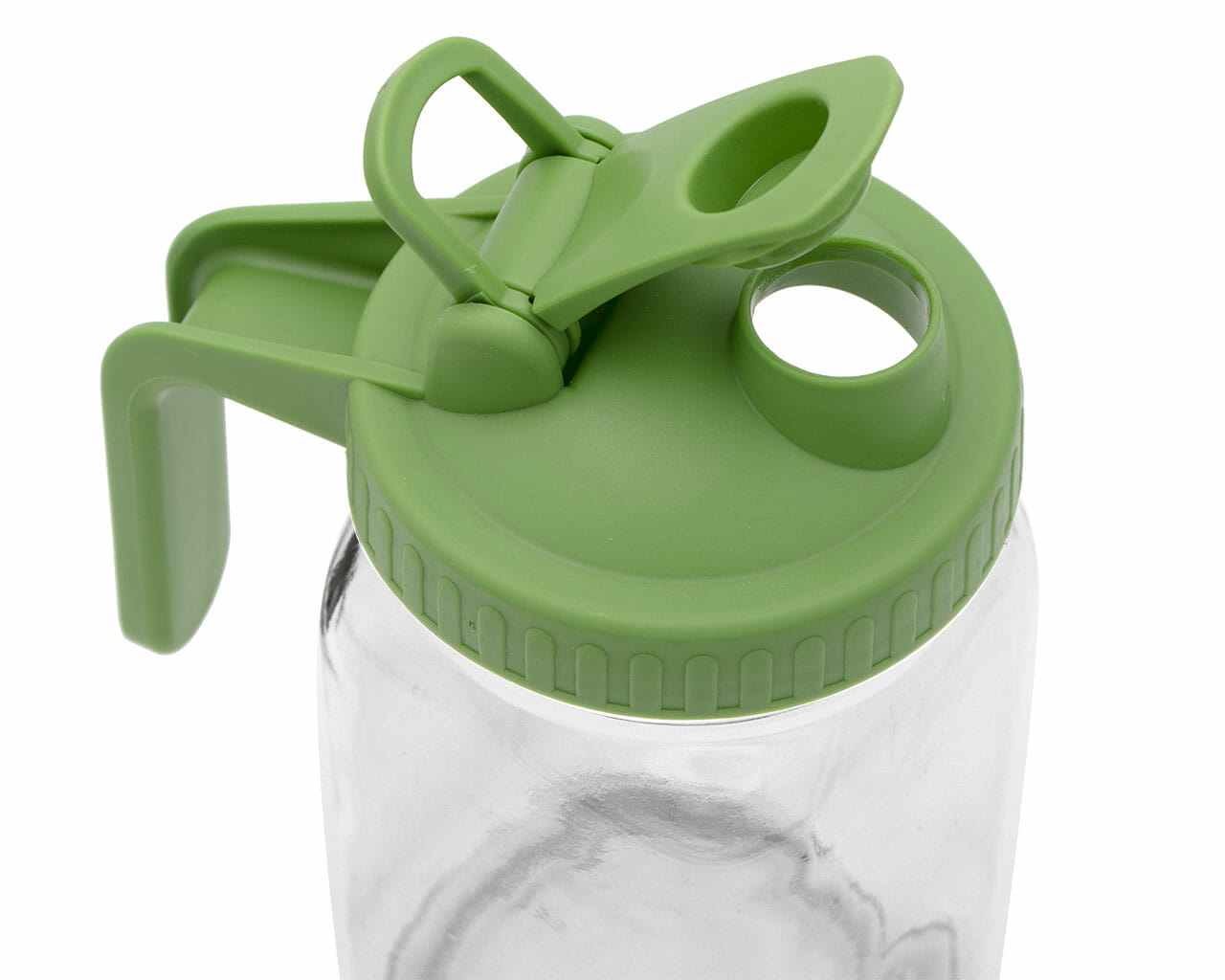 leaf green pour & store pitcher handle lid for wide mouth mason jars