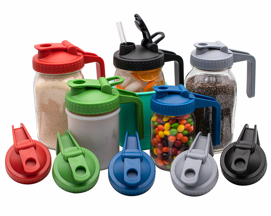 Brick Red Black Gray Leaf Green Deep Blue Pour & Store Pitcher Handle Lids for Regular and Wide Mouth Ball and Kerr Mason Jars