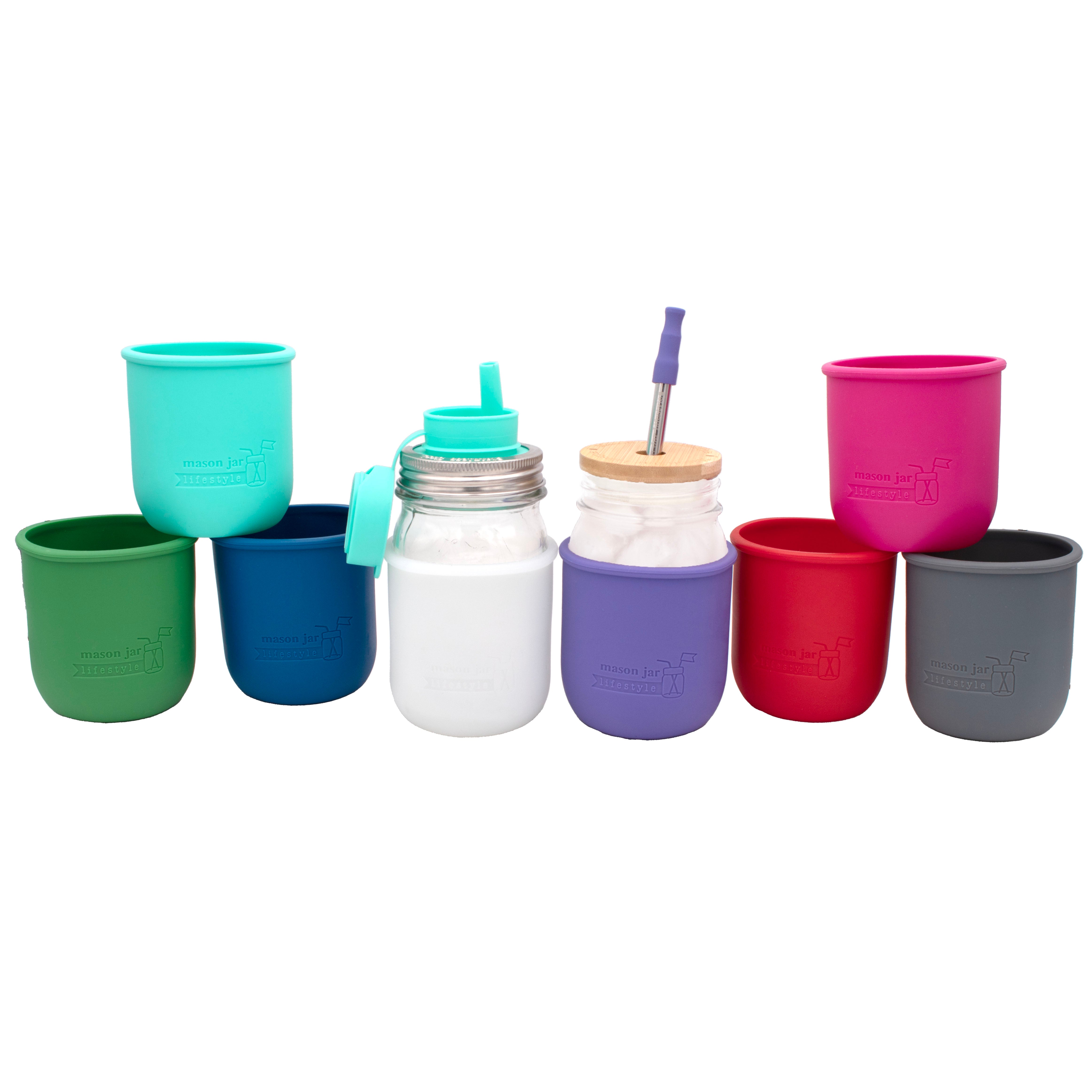 Silicone Sleeve for Regular Mouth Pint 16oz Mason Jars