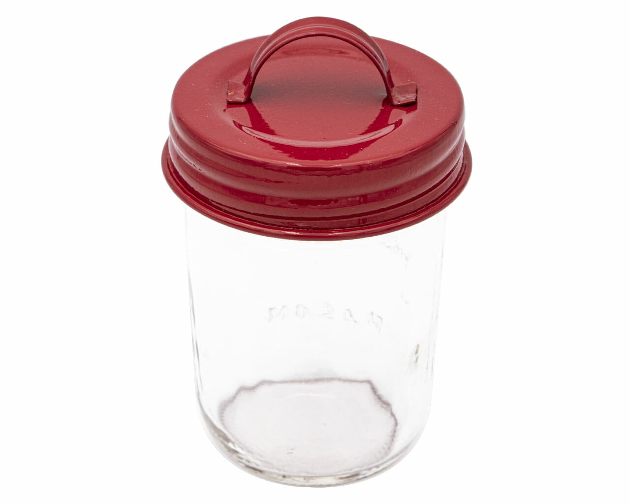 Glass Mason Jar with Red Lid, 8 oz