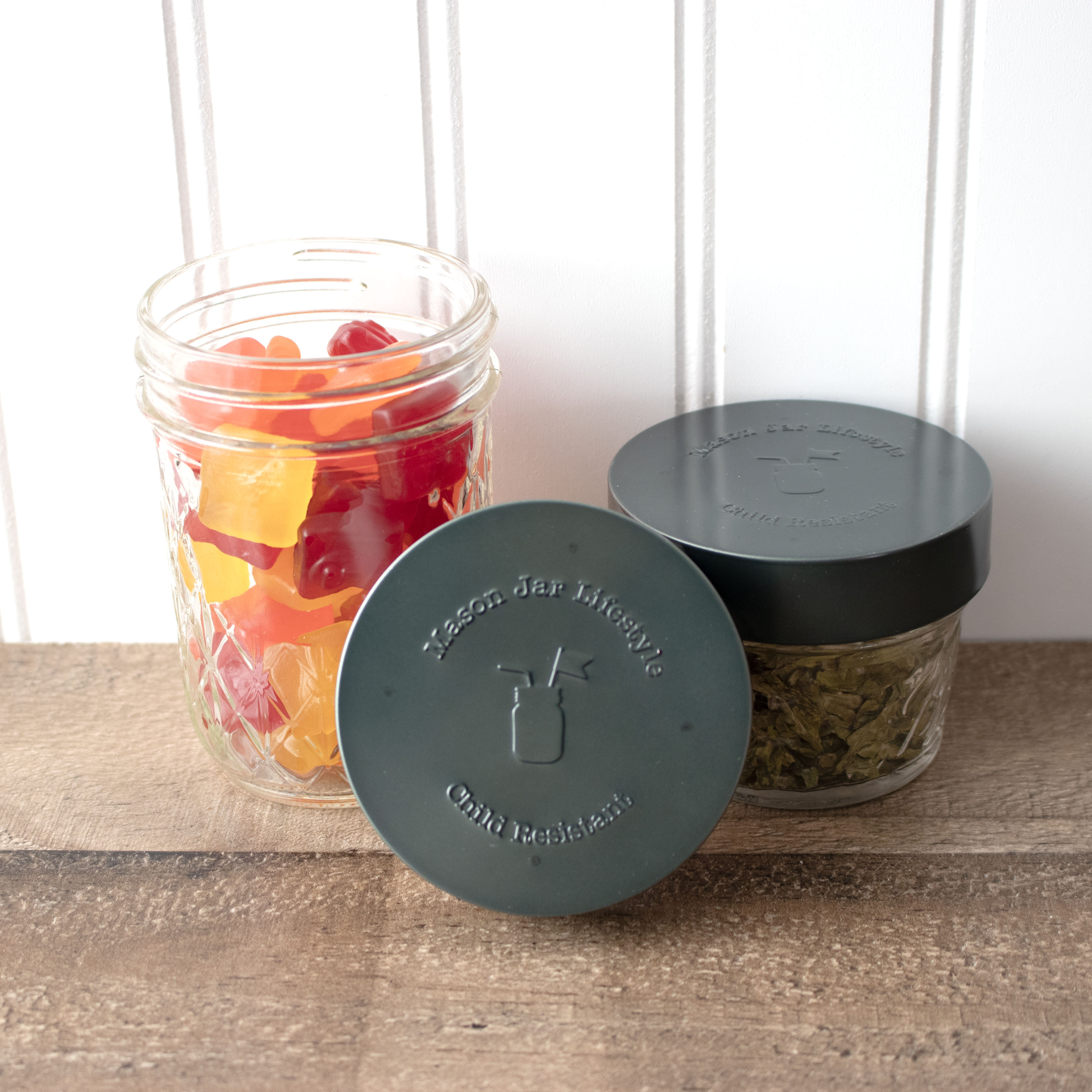Child Resistant Lids for Regular Mouth Mason Jars 2 Pack