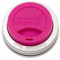 Silicone Drinking Lid with Stainless Steel Band for Mason Jars