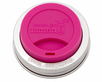 Silicone Drinking Lid with Stainless Steel Band for Mason Jars