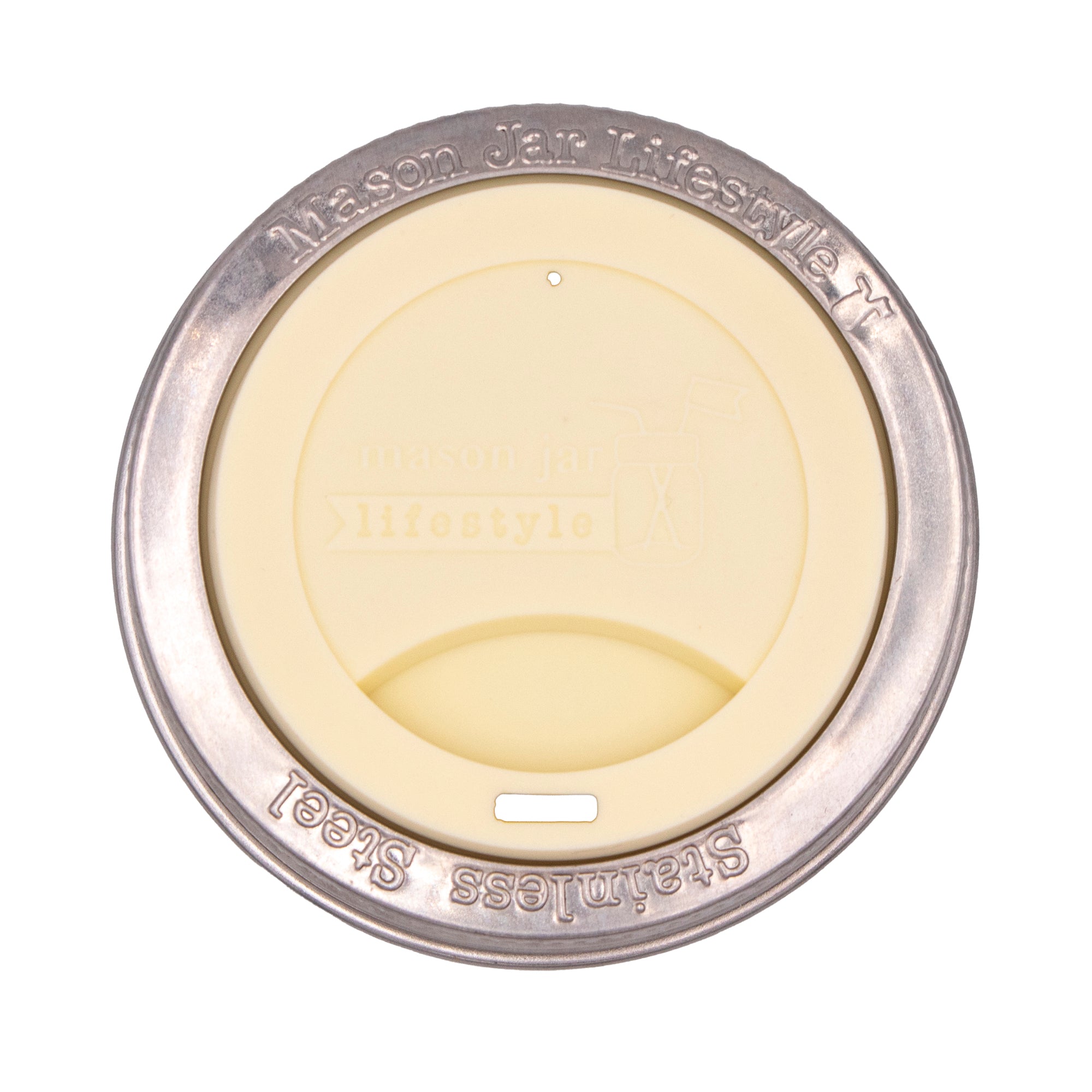 Silicone Drinking Lid with Stainless Steel Band for Mason Jars