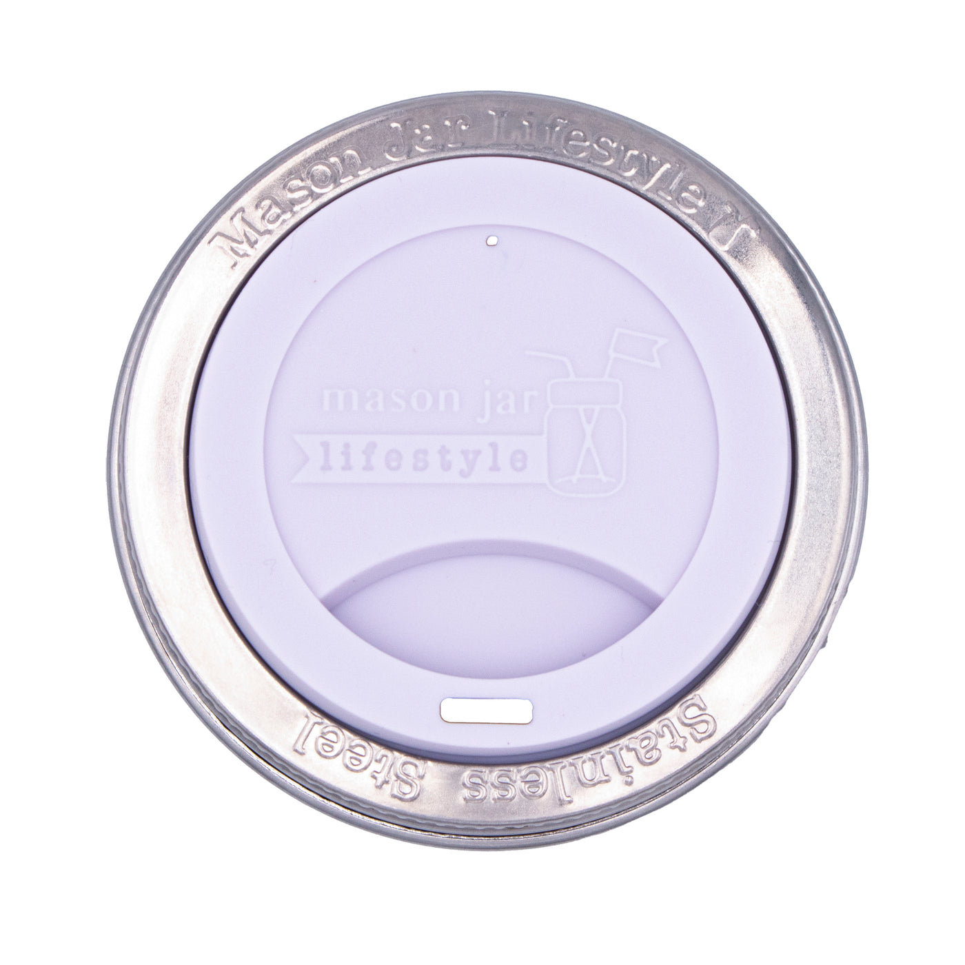 Silicone Drinking Lid with Stainless Steel Band for Mason Jars