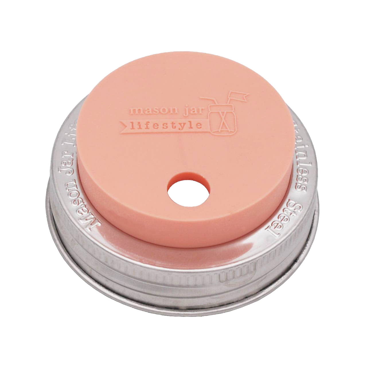 Silicone Straw Hole Tumbler with Stainless Steel Band for Mason Jars