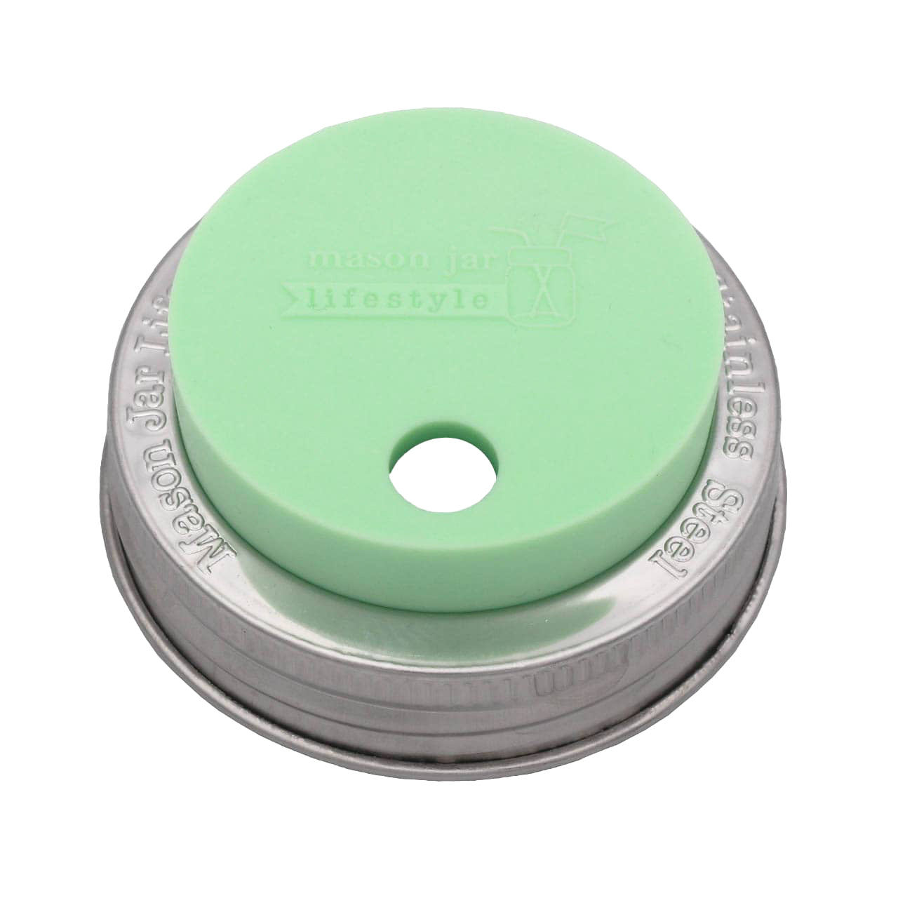 Silicone Straw Hole Tumbler with Stainless Steel Band for Mason Jars