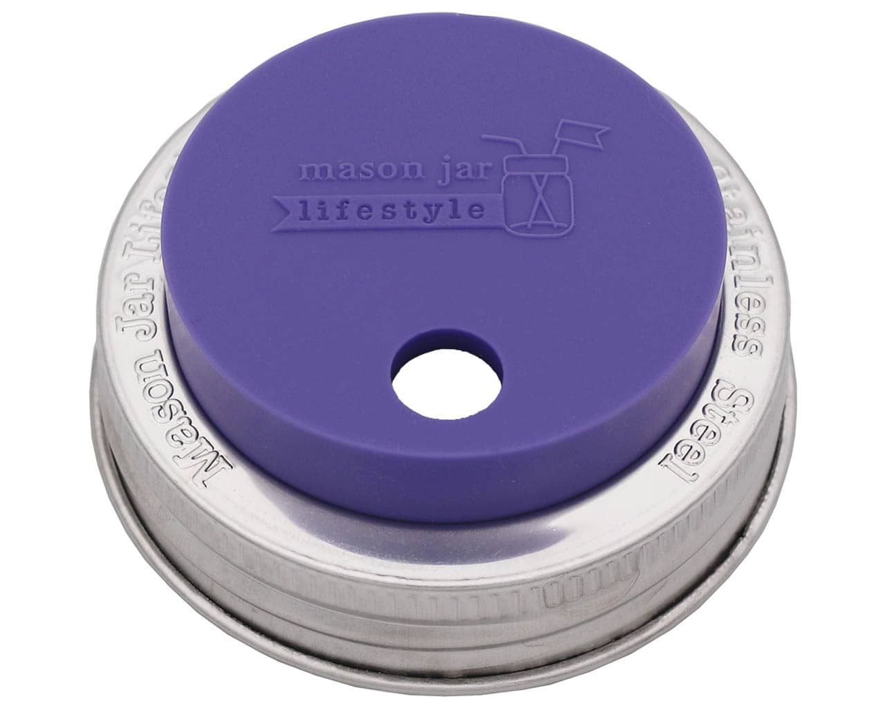 Ultra Violet Silicone Fermentation and Straw Hole Tumbler Lid for Regular Mouth Mason Jars