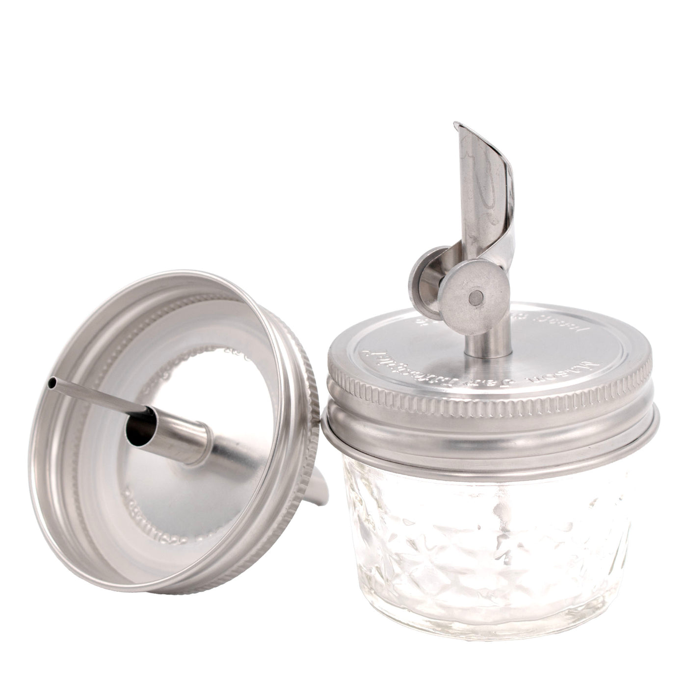 Oil Cruet Pour Spout Stainless Steel Lids for Mason Jars 2 Pack