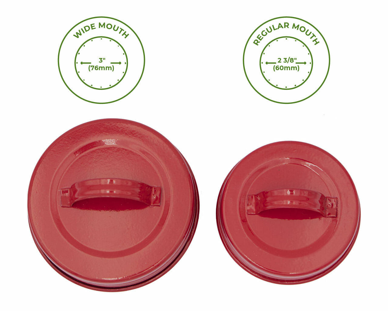 Red Enameled Handle/Canister Lids Wide Mouth