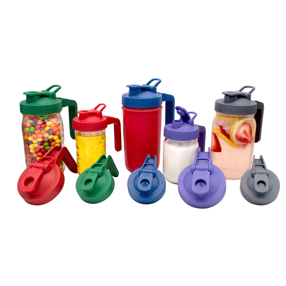 Regular wide mouth pour store pitcher handle lid v2 main charcoal gray cherry red leaf green deep blue ultra violet candy seeds sugar juice