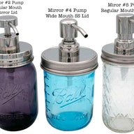 mason-jar-lifestyle-rust-proof-soap-lotion-pump-dispenser-lid-kit-mirror-chrome-2-4-5-regular-wide-mouth-pint-16oz-12oz-ball-mason-jars-labelled