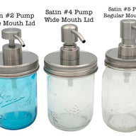 mason-jar-lifestyle-rust-proof-soap-lotion-pump-dispenser-lid-kit-satin-brushed-2-4-5-regular-wide-mouth-pint-16oz-ball-kerr-bernardin-mason-jars-labelled